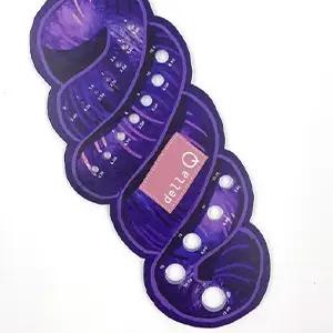 Della Q | Fabric Prints Needle Gauges Coffee and Yarn Purple