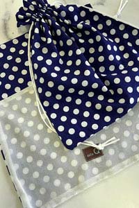 Della Q Cotton Project Bag Blue Dot Sheer (S)