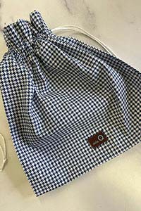 Della Q Cotton Project Bag Blue Houndstooth (S)