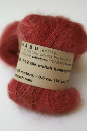 Habu Mohair and Silk Knitting Yarn in 205 Red 