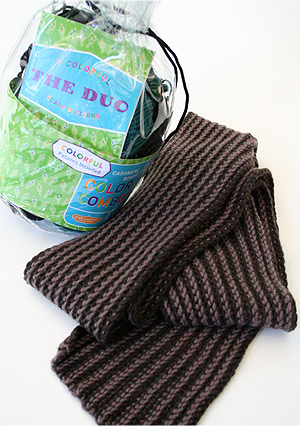 Jade Sapphire DUO Cashmere Scarf Kit--Four skeins of cashmere in two colors with 7 patterns