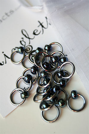 Knitifacts Luxury Yarn Stitch Markers in Brushed Steel