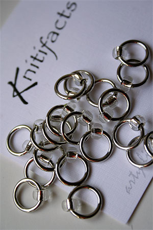 Knitifacts Luxury Yarn Stitch Markers in Silver with Clear Beads