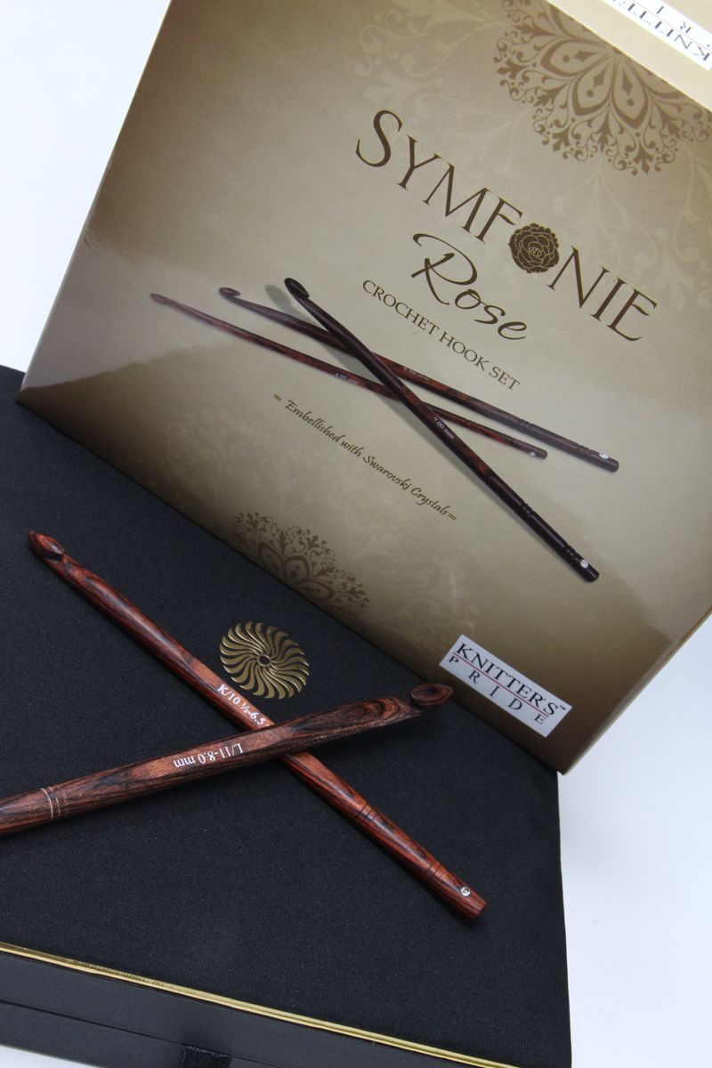 Knitters Pride Symfonie Rosewood Crochet Hook Set with Swarovski