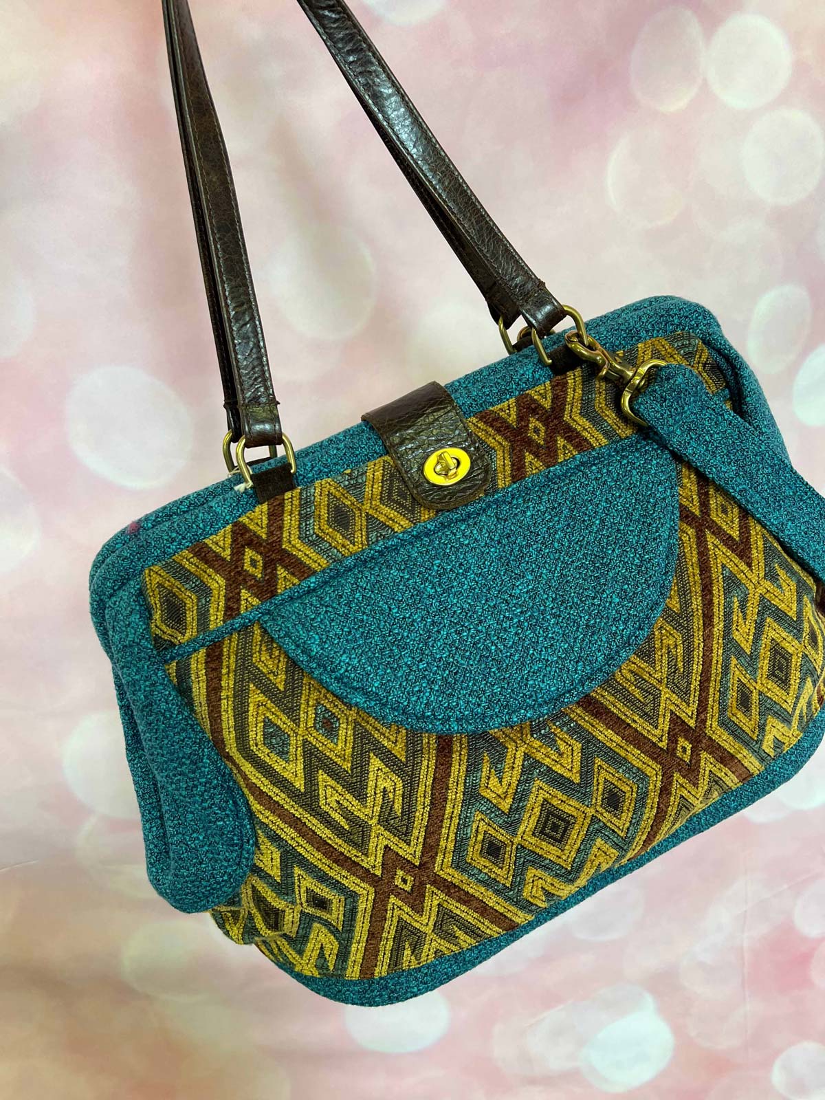 Crochet Messenger Bag With Two Pockets and Locks Short and 