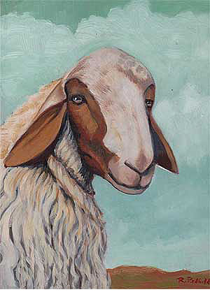 Sheep Paintings by Rochelle Redfield - Comisano Sheep - A Unique Knitting Gift