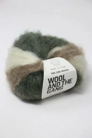Wool & The Gang Take Care Mohair in Stay Green Stripe