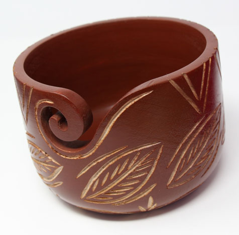 Sheesham Carved Copper Leaf Zen Yarn Bowl